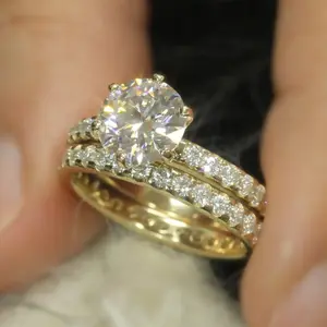 2pcs/Set Exquisite 4-Prong Set Round Cubic Zirconia Couple Rings, Engagement/Wedding/Anniversary Ring, Women's Travel/Daily Accessory, Valentine's/Birthday Holiday Gift