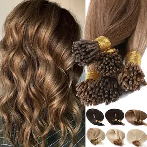 PROKYVITY 50G/Pack Stick Tip Human Hair Extensions I Tip Extensions 100% Remy Human Hair Silky Straight Hair 100strands/Pack  50strands/Pack for Women