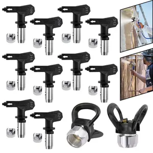 12-Piece Reversible Airless Paint Sprayer Tips and Tip Guard Set, Paint Sprayer Accessories, Sprayer Attachment, Metal with Stainless Steel Finish, Wear-Resistant Nozzles for Spray Guns & Machines, Nozzles Sizes Include 109, 209, 311, 313, 315, 411