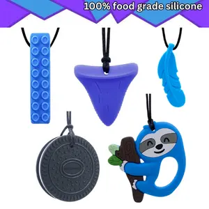 5-Pack Safe Sensory Teether Necklaces for Kids – ADHD, Autism, SPD Fidget Toy, Oral Motor Skills Toy-perfect birthday gift