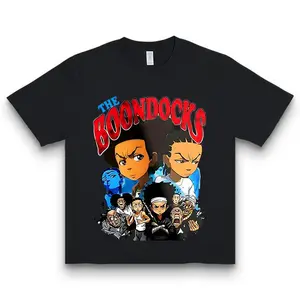 1Pc The Boondocks Animated Characters Print T-Shirt For Men, Women, And Couples - Ultra-Soft, Breathable Cotton, Moisture-Wicking Crew Neck Tee - Ideal For Casual Wear, Fitness, And Outdoor Activities - Great Christ T-Shirt For Men And Women Novelty