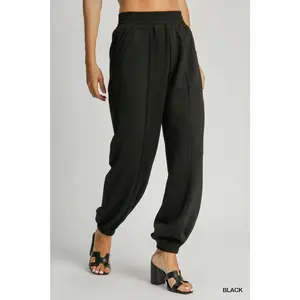 Umgee Drawstring Jogger Pants with Front Seam Detail