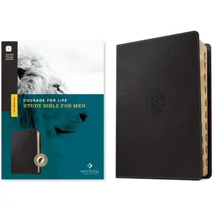 NLT Courage for Life Study Bible for Men, Filament Enabled (Leatherlike, Onyx Lion, Indexed) -- New Living Translation - Bible
