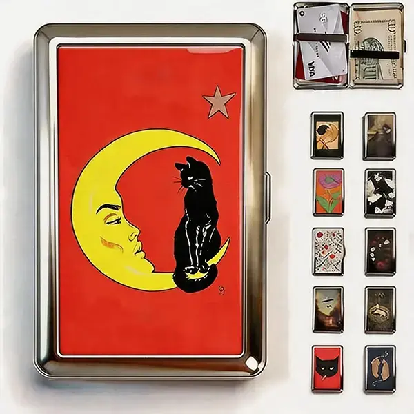 Rat Pattern Vintage Metal Stash Tin Box, Multifunctional Card Holder & Case, Portable Metal Trinket Wallet, Durable Storage Box Business Cards, ID Cards and Small Daily Accessories,back to school,back to school haul