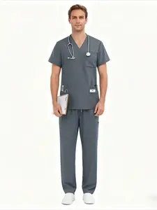 2Pcs Workwear Redefined Mens Scrubs Set Uniforms Comfort Meets Style Short Sleeve Tops And Pants For Nurses And Doctors Clothes