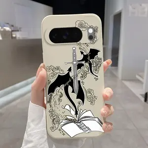 Rounded Edge Phone Case for Google Pixel 10 9 8 7 Pro A XL Sword Saga Pattern Anti-Scratch Shockproof TPU Bumper Drop-proof Cover Cellphone Protective