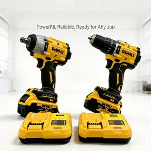 1 set of weekend DIY owner and construction contractor DEWALT brushless drill and electric wrench set, 203Nm torque, drill hard/soft 74/26Nm, 1.5-13mm chuck, including 2.0Ah battery and charger, for home decoration and agricultural truck fixing