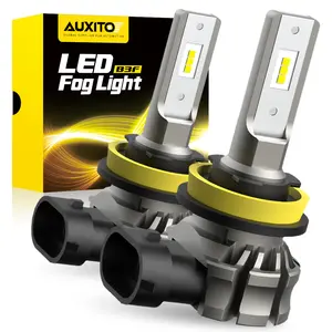 AUXITO H11/H8/H16 LED Fog Light Bulbs or DRL, 6000 Lumens 6500K Cool White Light, 300% Brightness, CSP LED Chips Fog Lamps Replacement for Cars, Play and Plug (Pack of 2)