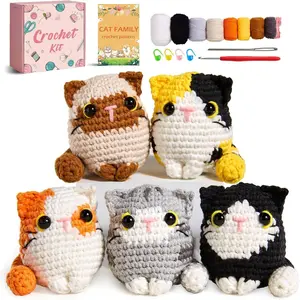 Crochet Kit for Beginners, Beginner Crochet Kit with Step-by-Step Video Tutorials, DIY Crochet  Kits Amigurumi Craft Knitting Supplies, 5 Pack Cats (40%+ Yarn)