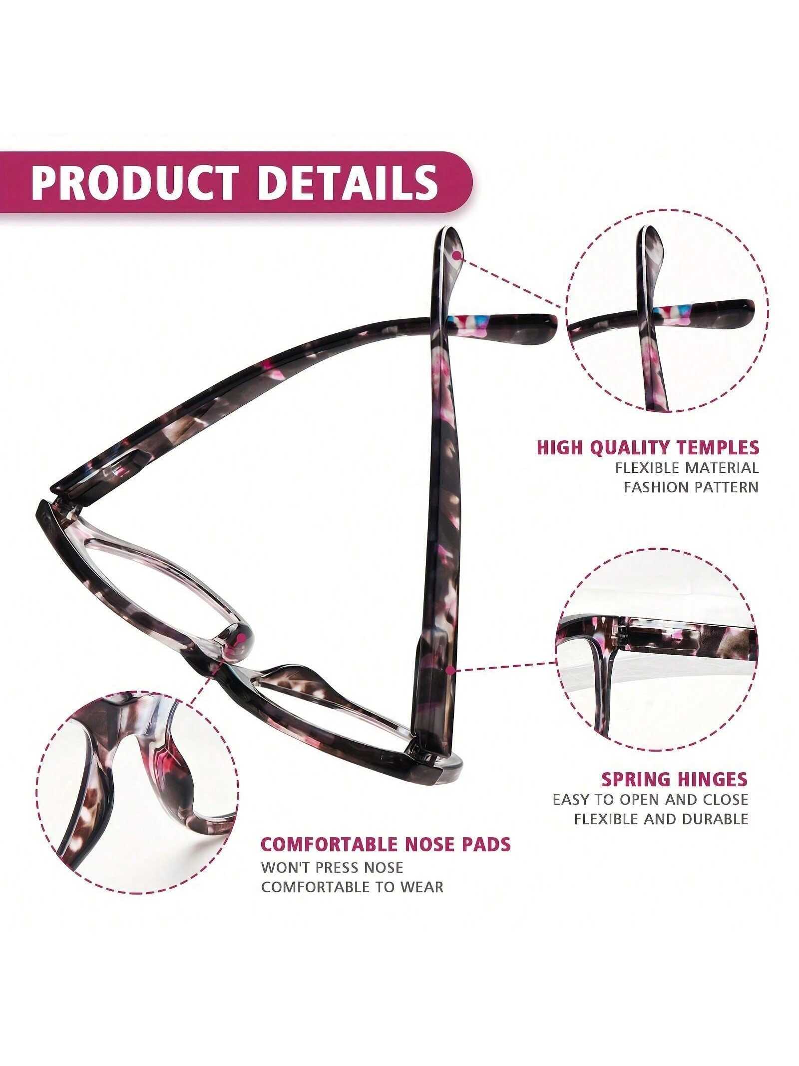 COJWIS 3 Pack Oprah Style Reading Glasses Blue Light Blocking Computer Readers Fashion Quality with Spring Hinge Eyeglasses for Men and Women