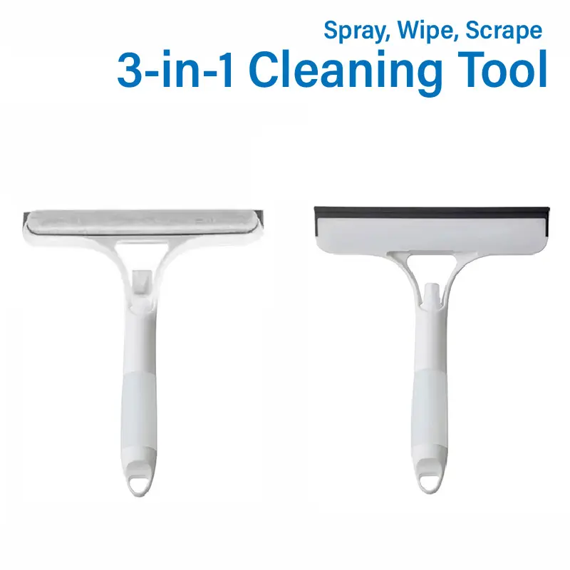 3-in-1 Multifunctional Compact Handheld Rubber Glass Squeegee - Lightweight Household All-in-1 Cleaning Handheld Tool with Sponge for Water Scraping, Sticker Removing, Ideal for Windows, Car Windshields