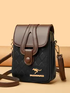 Stylish Mini Vertical Phone Crossbody Bag Flap Buckle Design Lightweight Handheld Shoulder Bag for Students Commuting and Shopping