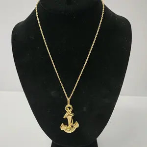 #7. 18K Gold Plated Tinny Necklace with Small Anchor Pendant