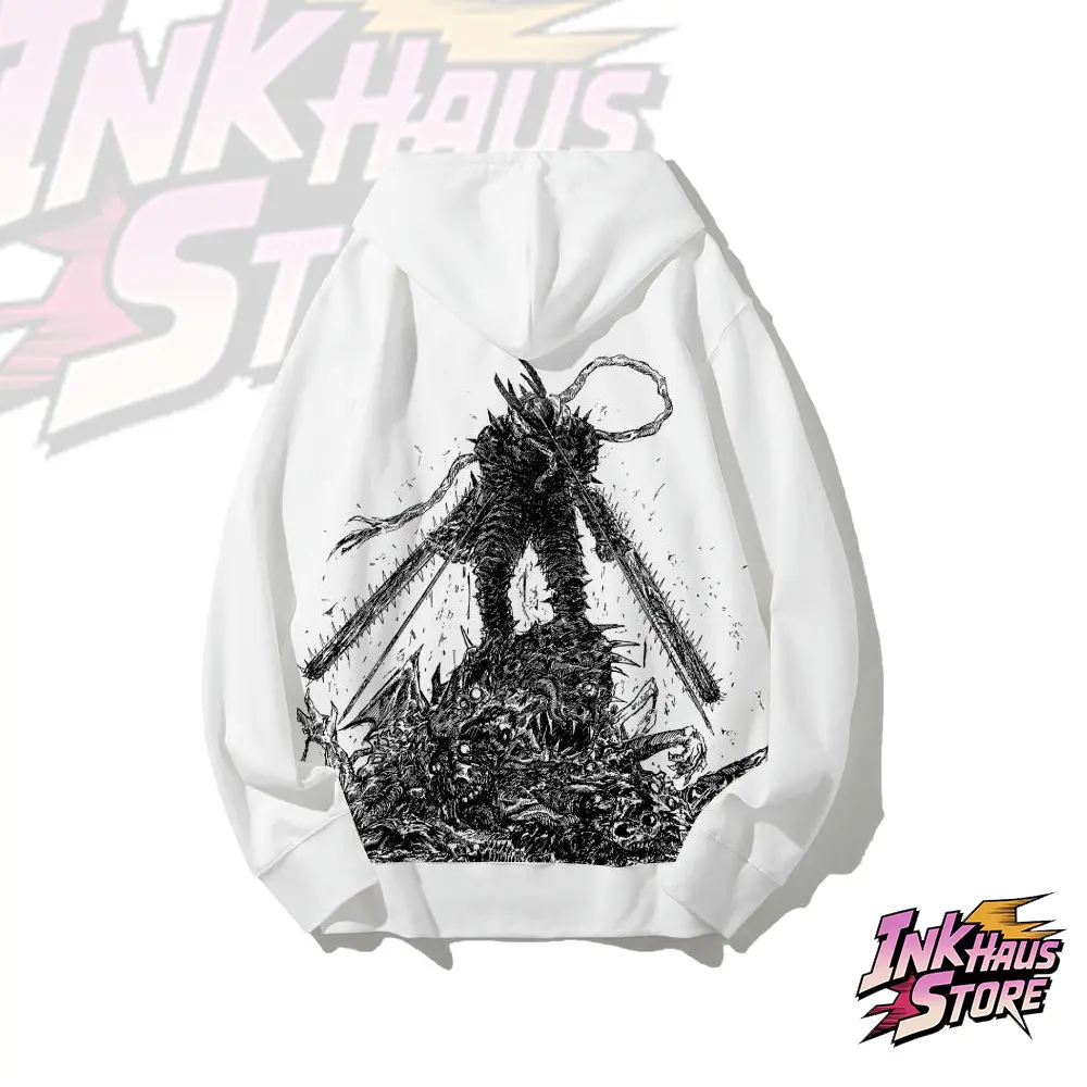 Chainsaw Man, Chainsaw Pochita, Demon Villain V3 Hooded Sweatshirt, Anime/Manga Pattern, Cotton, Street Style, Retro, Unisex Accessories