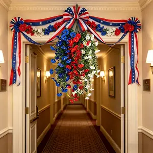 3-Piece Patriotic Artificial Hanging Flowers, Blue, July 4th Decor, Party Decoration, Home Garden Wedding Festival Decoration, Artificial Flower Arrangements