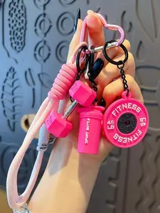 Fitness Keychain Set, Msilicone Dumbbell Kettlebell Weight Plate Keychain, Cute Gym Accessories, Unisex Gift, High-Quality Fashion Jewelry