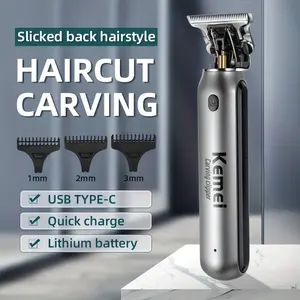 Kemei Mini Clippers Men's hair Beard Trimmer Zero Gapped T-Blade Hair Cutting Machine Cordless Professional clippers KM-1757, Durable