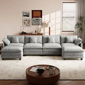 【1-3 Packages】GuroMagicSofa 76.7-146.5 Inch Modular Couch Sectionals with Ottoman, Big Comfy Cloud Couches, L/U Shaped 2-6 Seats Modular Sectional Sofa, Modern Cloud Sectional Couches for Living Room, Deep Seat Sofa Cozy Sofa Contemporary Upholstered