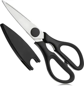 Kitchen Scissors- Stainless Steel Kitchen Shears, Cooking Scissors for Cutting Meat, Chicken, Herbs and Produce with Blade Cover and Soft Grip Handles