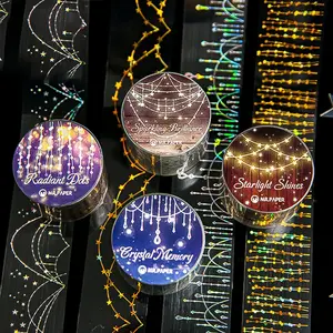 4 Rolls Sparkling Series Silver Pet Tape, Creative Hand Account Material, DIY Scrapbook Decoration, Phone Case Diary Calendar Greeting Card