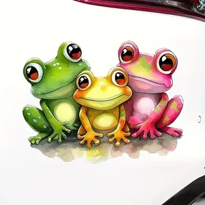 3D Cartoon Frog Vinyl Sticker, 6 Inch Self-Adhesive Glitter Decoration, Humorous Frogs with Big Eyes, Car Laptop Phone Window Wall Cup Decor