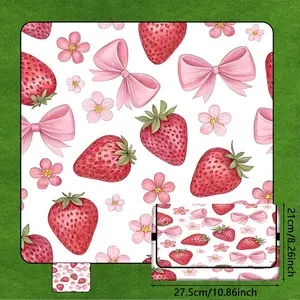 JIT 1pc strawberry pink butterfly flower pattern background large waterproof picnic mat is suitable for camping and beaches - thickened foldable outdoor blanket with sand-proof bottom, lightweight and portable picnic mat, ideal choice for park trips