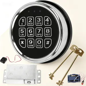 Electronic Safe Lock Replacement Kit with Solenoid, Chrome Keypad, 3-8 Digit Code, 2 Override Keys, Reset Cable & PCB Board, for Rifle Safe, Home Safe, Secure Access Control, Easy DIY Install, Reliable Backup Entry