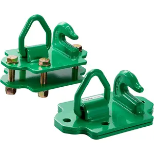 VEVOR 3/8" Tractor Bucket Hooks with Tie Down Ring, Grade 70 Forged Steel 2 Pack Bolt-On Grab Hook with Back Plates Compatible for Tractor Bucket RV UTV Truck Maximum Break Strength 15,000 lbs, Green