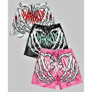 Viral 3‑PACK Men's Bone & Floral Print Cargo Shorts, Quick‑Dry Baggy Knee‑Length Swimshorts, Multi‑Pocket Streetwear 3PC Set, All‑Season Pool‑to‑Street Casual Outfit