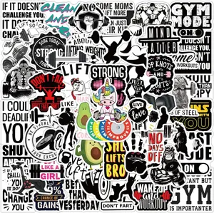Gym Stickers 50PCS Fitness Stickers,Fitness Planner Stickers,Workout Decals for Laptops Hydro Flasks Water Bottles Luggage (Work Out)