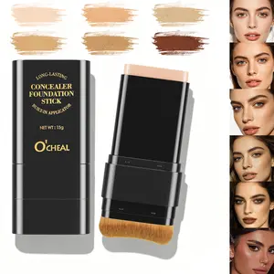6-Color Dual-Ended Eraser Foundation Stick - Lightweight Beauty Products for Adults, Concealer & Highlighter for Acne Marks, Nose Contour, Uneven Skin Tone, Flawless Finish, Versatile Cosmetic Tool, Daily Gift (Comes with Bottle) #Summervibes