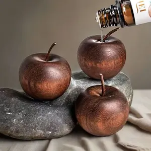 Natural Wooden Essential Oil Diffuser, Aromatherapy Diffuser, Apple Shape, Wood Grain, Fire Safe, Automatic System, Home Car Office Use, Air Freshener Gift