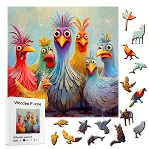 501 Colorful Chick Wooden Box Puzzle Gift, Handmade DIY Holiday Gift, Suitable for Home Living Room Office Beginners, Wooden Puzzles, Wooden Jigsaw Puzzle