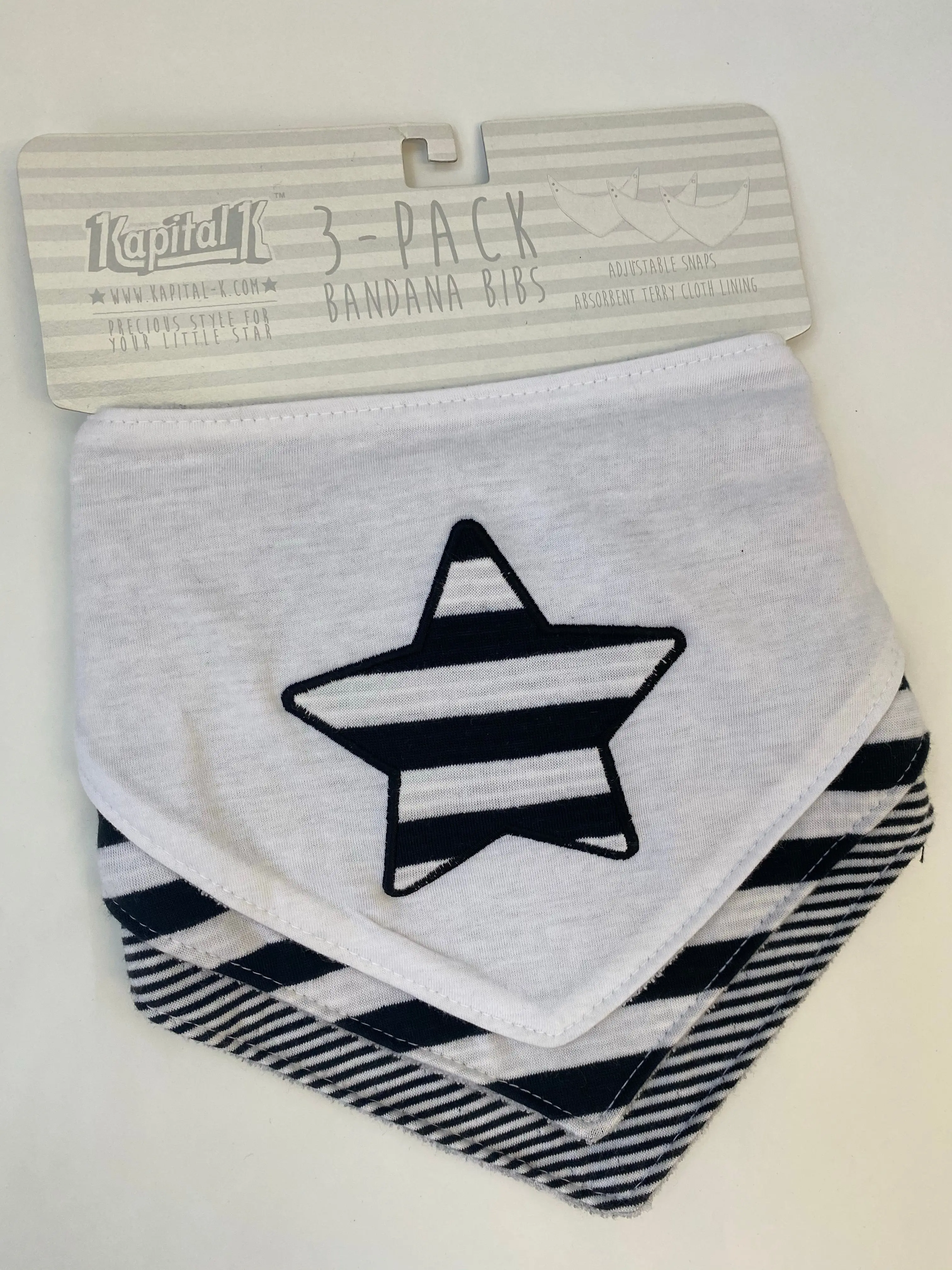 3 pack bandana bibs-black and white
