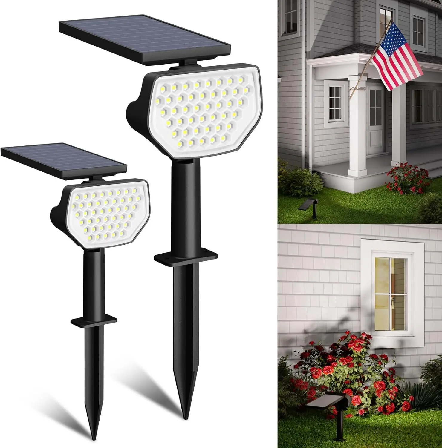 Lepro Outdoor Solar Spot Lights Waterproof for Flag Pole, Yard, Garden, Landscape, Backyard, Tree, Plants, Solar Powered Led Spotlight High Lumens, Solar Outside Lights, Backyard Decor