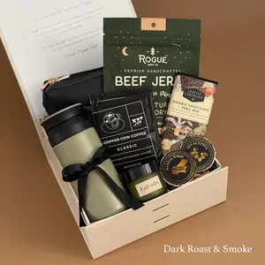 Luxe Birthday Gift Box for Men, Unique Coffee Gift for Him, Men's Care Package, Self Care Gift Basket For Boyfriend, Dad, Husband, Coworker