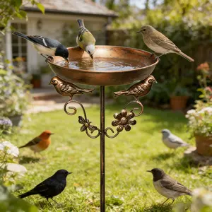 Vintage Patina Copper Bird Feeder Bowl, Garden Decor, Outdoor Rainwater Collector, Plant Stand, Perfect Gift for Bird Lovers, Bird Feeder Pole