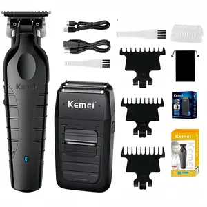 Kemei Professional Hair Trimmer Set, Cordless Multifunctional Hair Clipper, Electric Shaver for Men, Home Use, Barber Shop, Holiday Gift, Km-2299 Km-1102