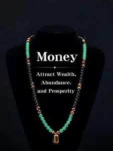Arpurraina Money Attracting Abundance, Prosperity and Wealth Necklace with Aventurine and Tiger Eye Pendant, Healing Crystal Jewelry for Anniversaries, Long Chain Sweater Necklace, Ideal Gift for Men and Women