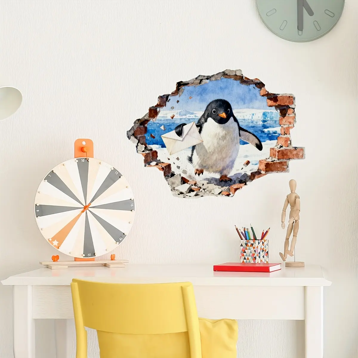 A small penguin wall sticker (40*30cm) with self-adhesive style, suitable for smooth and flat tile walls B20100-NC