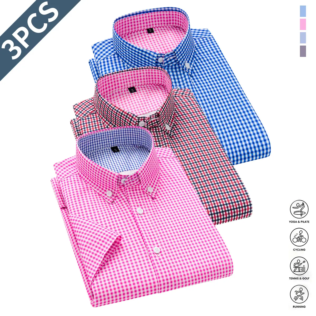 Men’s short-sleeved collared shirt — business formal style, available in stripes and solid colors; a casual business-style top suitable for everyday wear. Men’s summer fashion, summer wins, Father’s Day gift, back-to-school season, back-to-school shopping