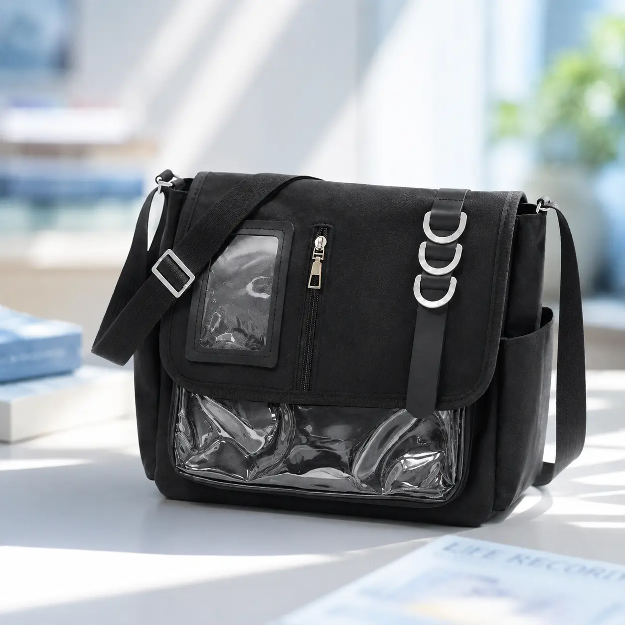 Kawaii Japanese Style Ita Bag Crossbody Purse for Anime Fans | Large Capacity Clear Window Pin Display Messenger Bag | Aesthetic Harajuku Niche Design Transparent Badge Tote Perfect for Everyday | Trendy Y2K Cute Ita Satchel for School Travel tiktokshopba