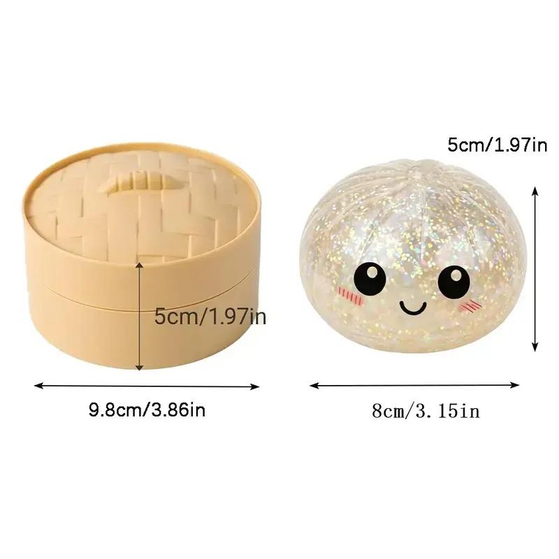 2026 New Glitter Dumpling Squishy with Steamer Box, Soft Sensory Fidget Steamed Bun Squeeze Tool for Adult Stress & Anxiety Relief,dumpling squishy mystery，giant dumpling squishy