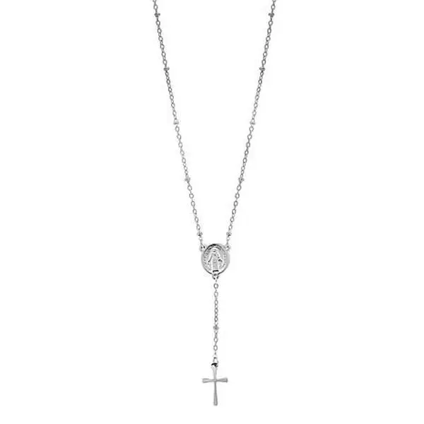Stately Steel Stainless Steel Rosary Necklace