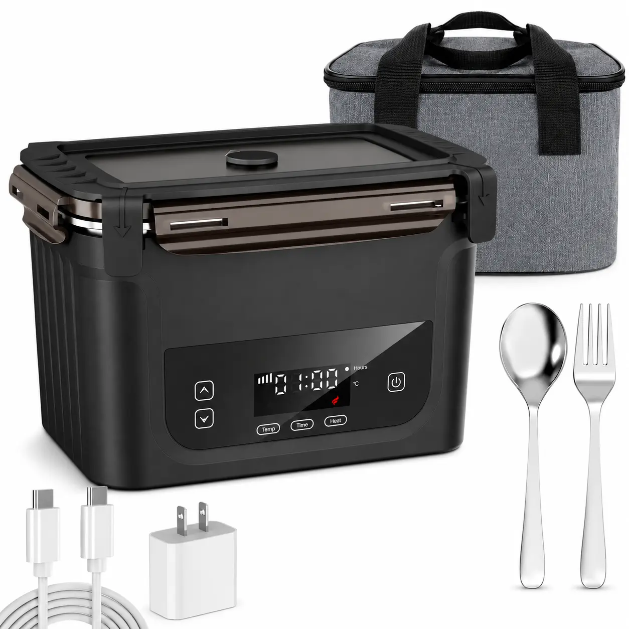 Cordless Electric Lunch Box, 1.5L Self-Heating Lunch Box Battery Powered with Automatic Heating, BPA Free, Meal Prep Friendly, Portable Food Warmer for Work, Construction, Truck & Travel Heated Meal Container Meal Prep Containers