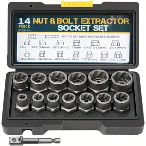 [Extractor with Hex Socket Adapter] 14pcs Nut And Bolt Extractor, Rusty Nut Extractor, Repair Tool Set-with Easy-Extractor Tool And Hex Socket Adapter for Efficient Extraction