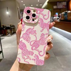 Pink leopard print phone case, shockproof soft silicone protective cover, suitable for iPhone 17/16/15/14/13/12/11/X/XS/XSMAX/16E/12.13MINI, a great gift choice for friends, family, or yourself for holidays.