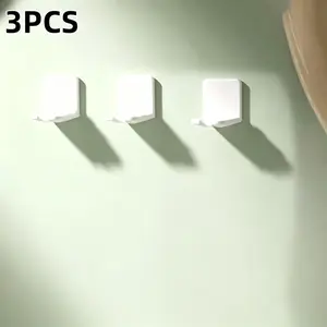3pcs Punch-Free Wall Mounted Toothbrush Holder, Self-Adhesive Waterproof Bathroom Rack, Multi-Functional Hooks for Electric & Manual Brushes