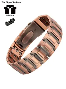 Men's Copper Magnetic Bracelet, Foldable Clasp Design with Adjustment Tool, Fashionable Comfortable Durable Wrist Accessory Gift