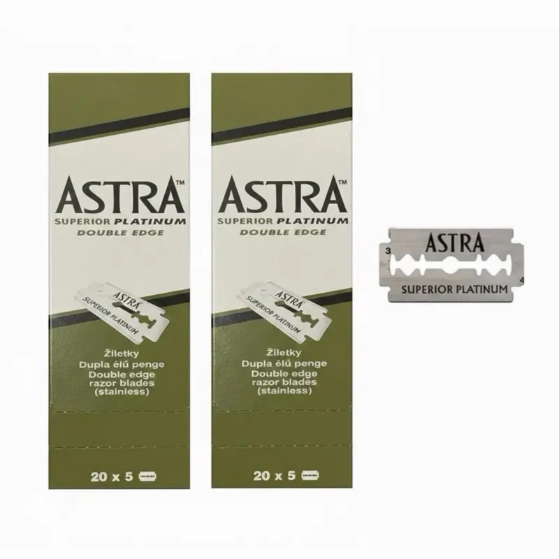 200 Astras Platinum Smooth Disposable Double-Edge Safety Razor Blades, 200-Count (2 Packs of 100 Blades) for Men's Shaving